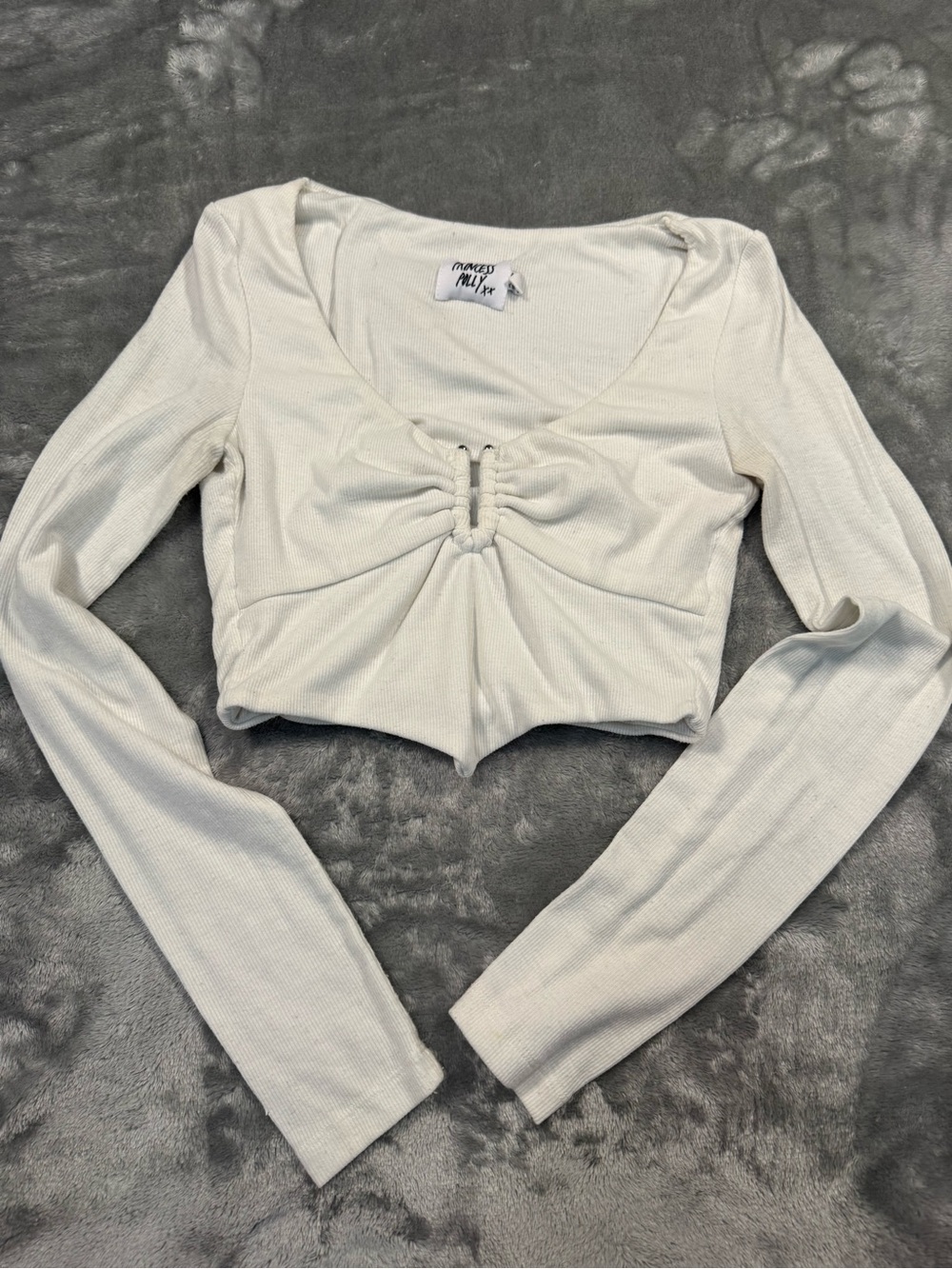 Long Sleeve Ruched Front Crop Top